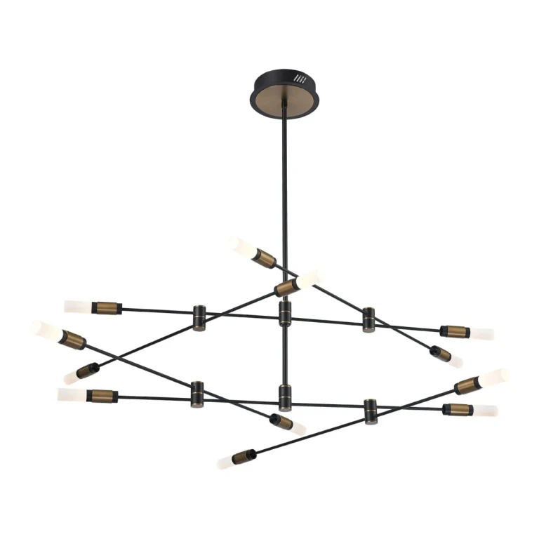 Deep Black Brass LED Chandelier from the Albany Collection