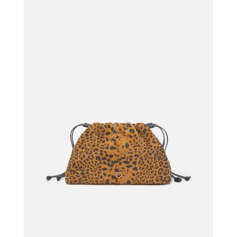 Pinko - Petite pochette porté épaule en daim léopard