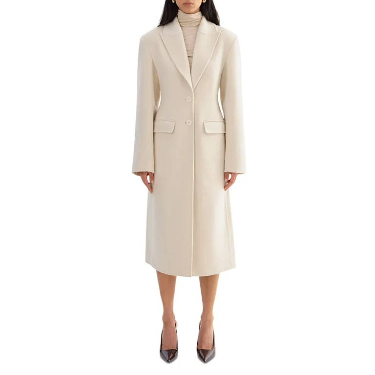 Lamarque Wool Single Breasted Peak Lapel Coat