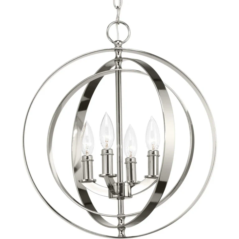 Polished Nickel Four Light Pendant from the Equinox Collection