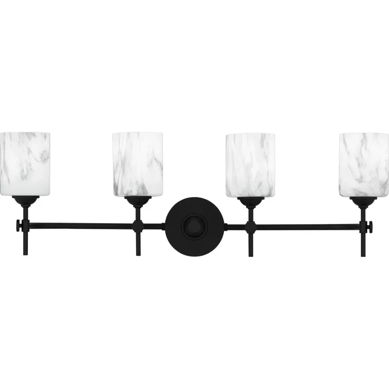 Matte Black Four Light Bath from the Aria Collection