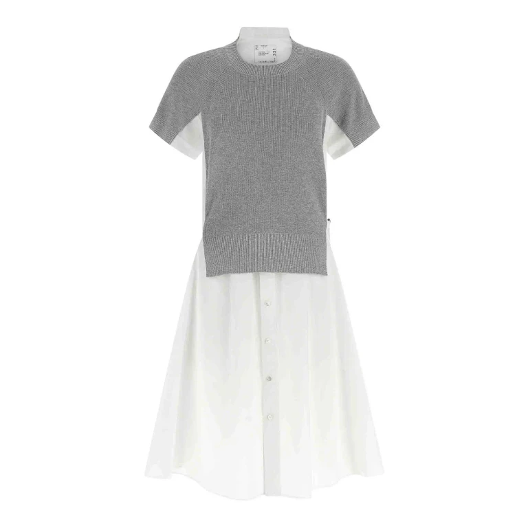 Sacai Robe Au Genou - Blanc