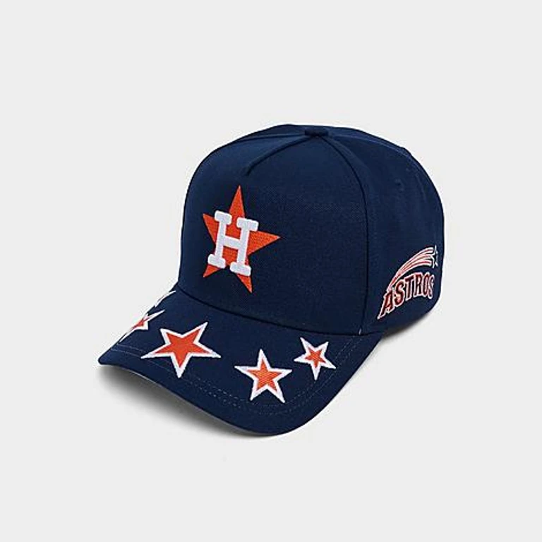 Mitchell & Ness Houston Astros MLB Shining Stars Pro Crown Snapback Hat in Navy/Orange