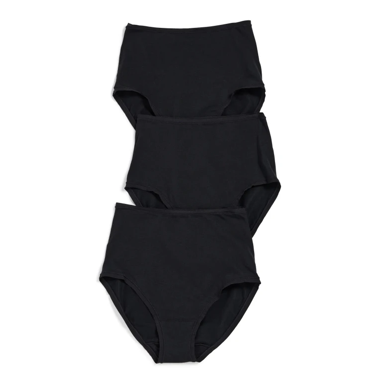Natori Bliss Bare Cotton High Waist Briefs 3-Pack Black L