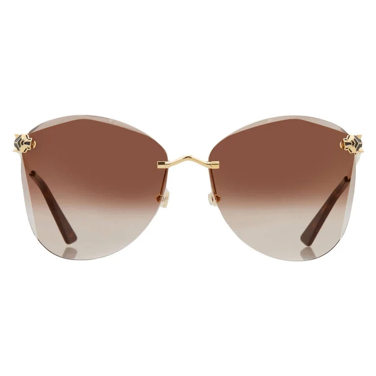 Cartier Panthere de Cartier Brown Multitreatment Butterfly Ladies Sunglasses CT0398S 002 62