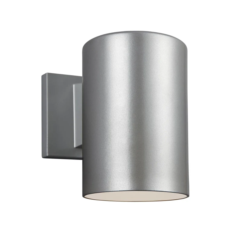 Painted Brushed Nickel One Light Outdoor Wall Lantern from the Outdoor Cylinders Collection