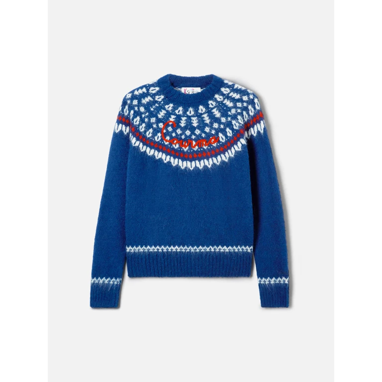 MC2 Saint Barth Blue New Queen Nordic Soft Jacquard Sweater