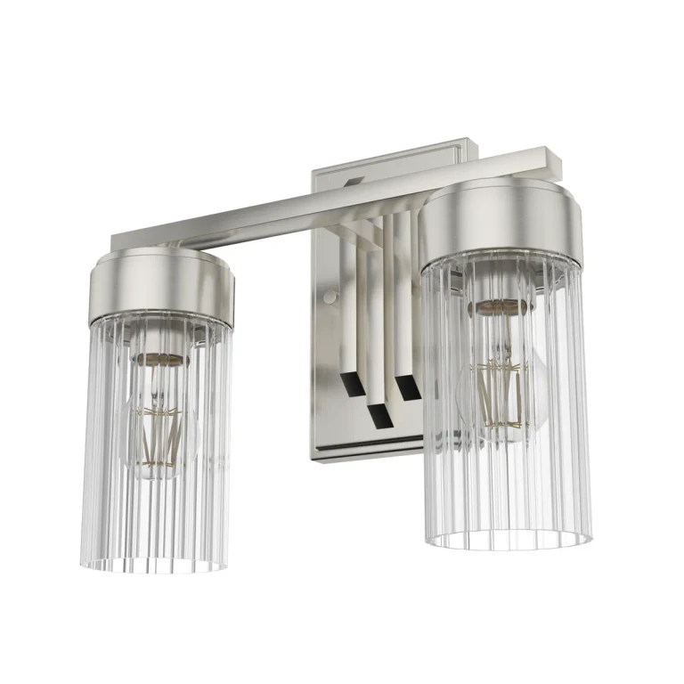 Hunter Gatz 2-Light Bathroom Vanity Light in Brushed Nickel