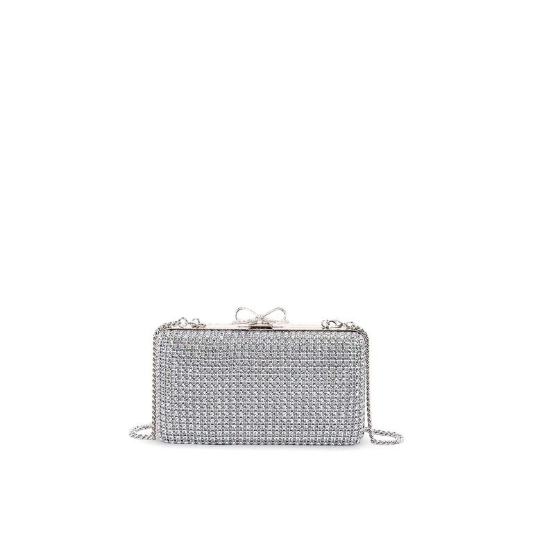 self-portrait Clutch Bag blue Crystal Chainmail With Blue Crystal Details