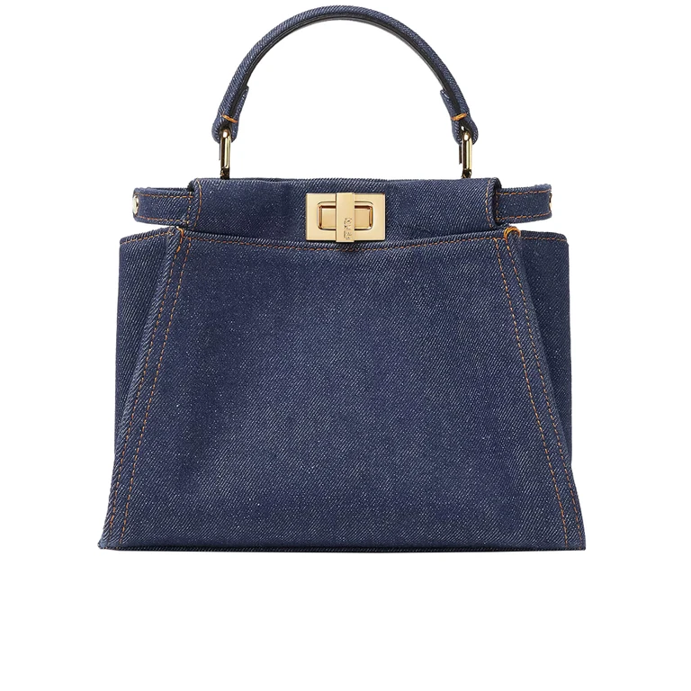 Fendi Peekaboo Mini Denim-denim Ff Blue Borsa - Women