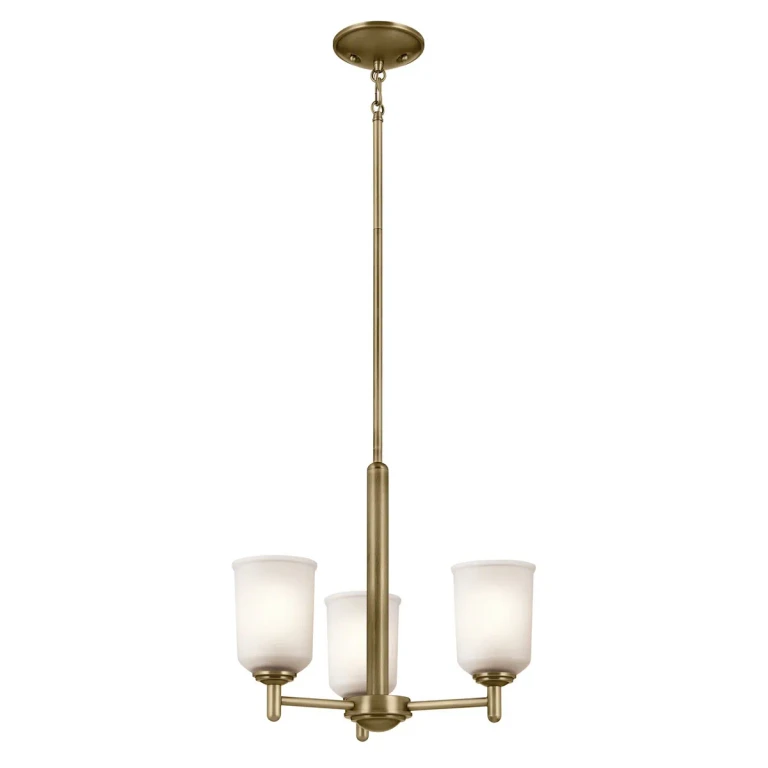 Natural Brass Three Light Mini Chandelier from the Shailene Collection