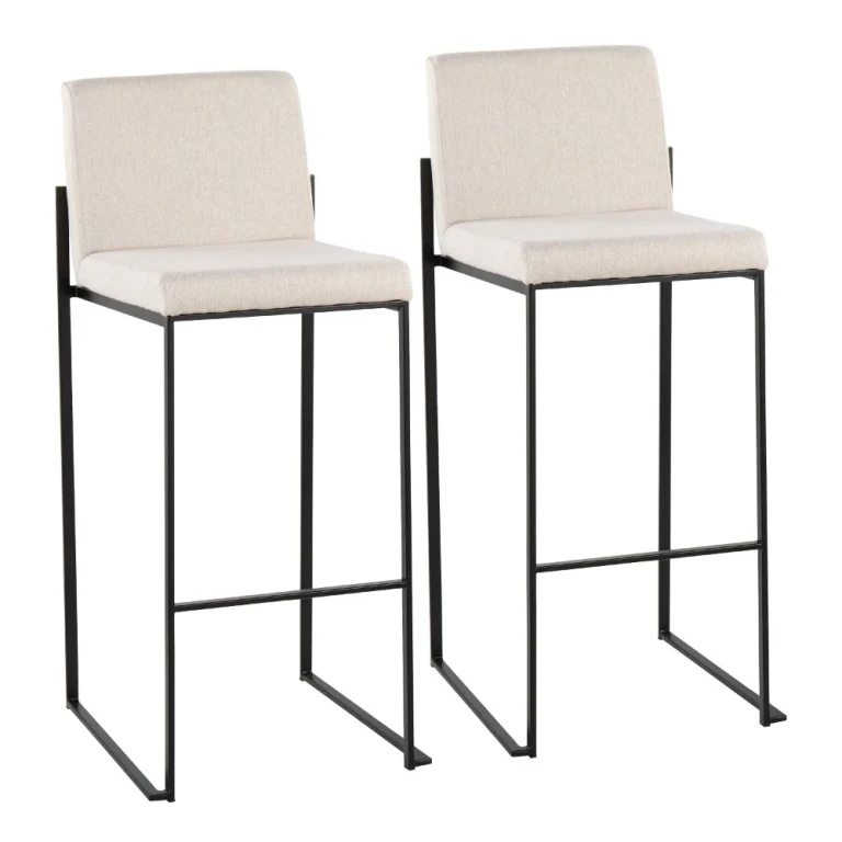 Fuji Black and Beige Bar Stool, Set of 2