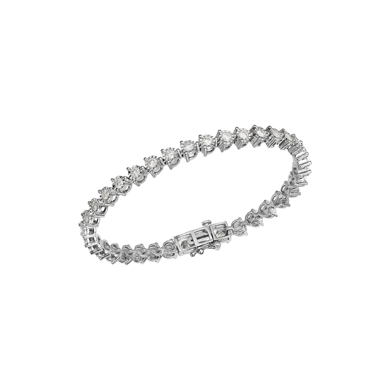 Diamond Prong Set Tennis Bracelet in 14K White Gold, 3.0 tcw