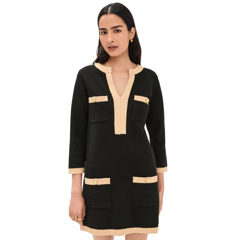 English Factory Mini Knit Dress Black/Camel XS