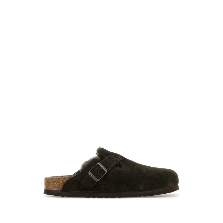 Mules Boston en daim marron foncé