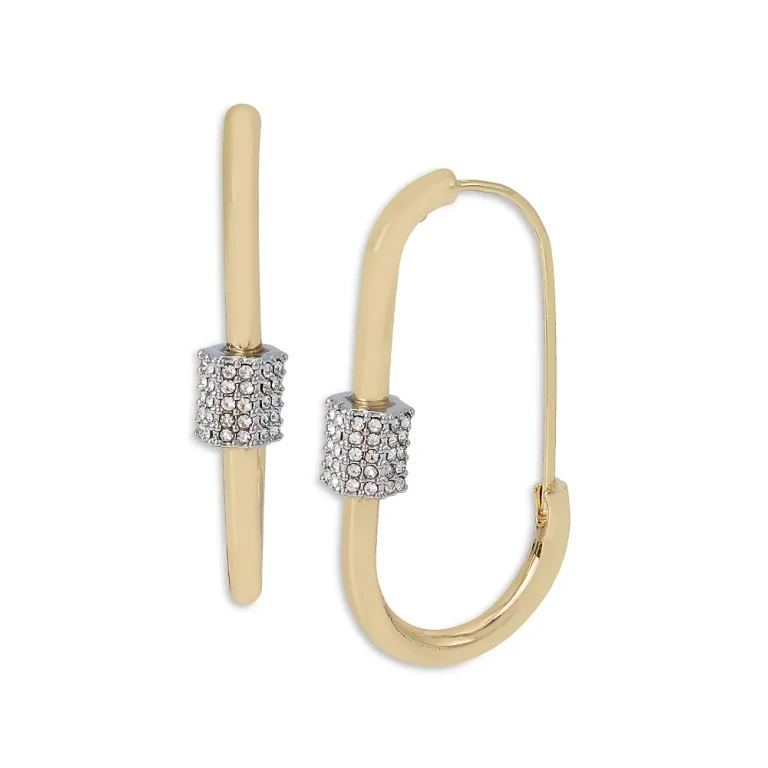Allsaints Pave Accent Oval Hoop Earrings