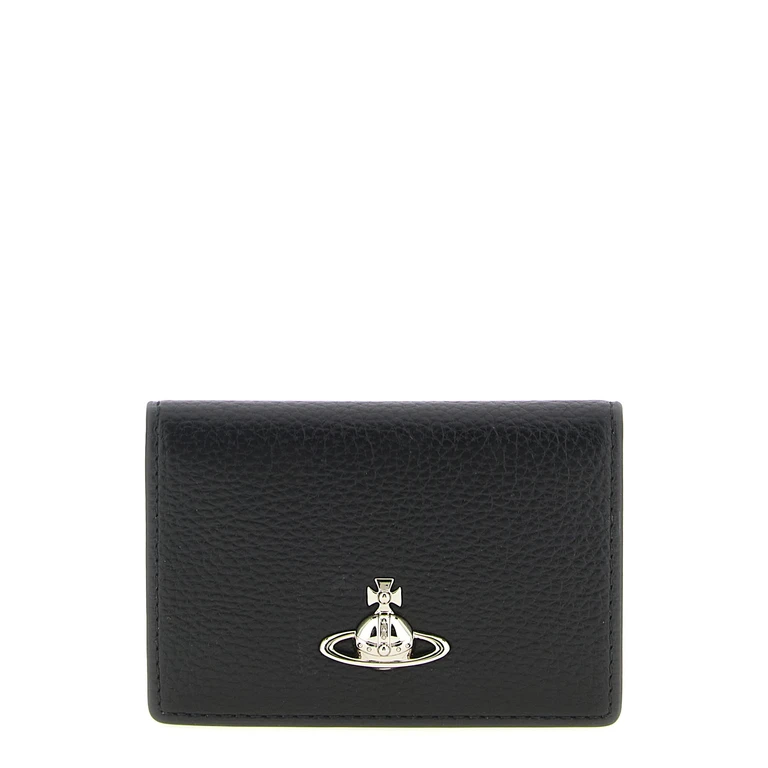 Vivienne Westwood Orb Logo Card Holder Black Polyurethane Wallets, Holders - Women