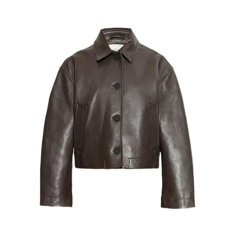 Studio Nicholson Manteau En Cuir - Marron Foncé