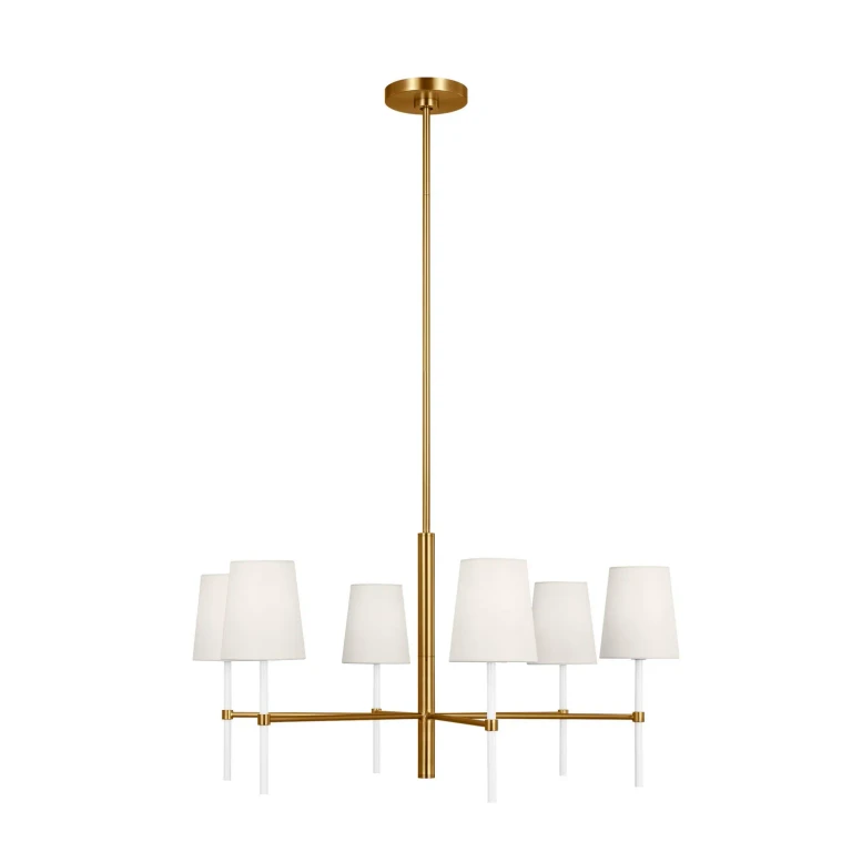 Visual Comfort Studio Monroe 6-Light Chandelier in Burnished Brass And Gloss White by Kate Spade New York