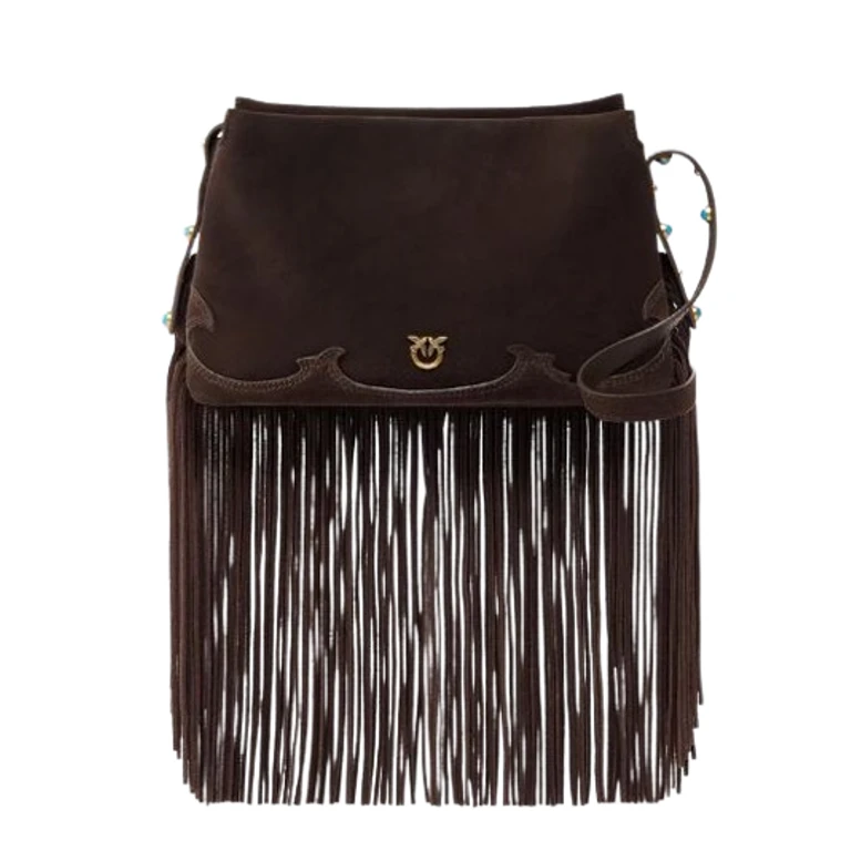 Pinko Bags Dark Brown Suede Leather - Women