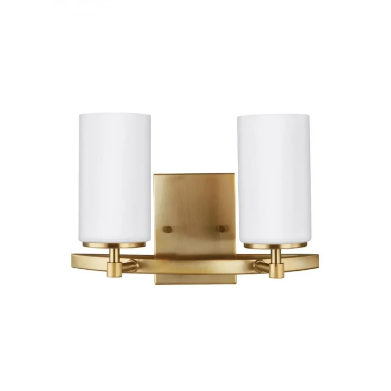 Satin Brass Two Light Wall Bath from the Alturas Collection