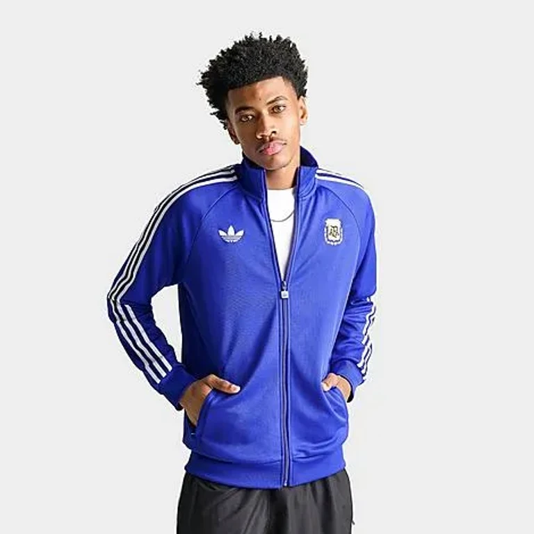 adidas Men's Originals Argentina Soccer Track Top in Lucid Blue Size: XS