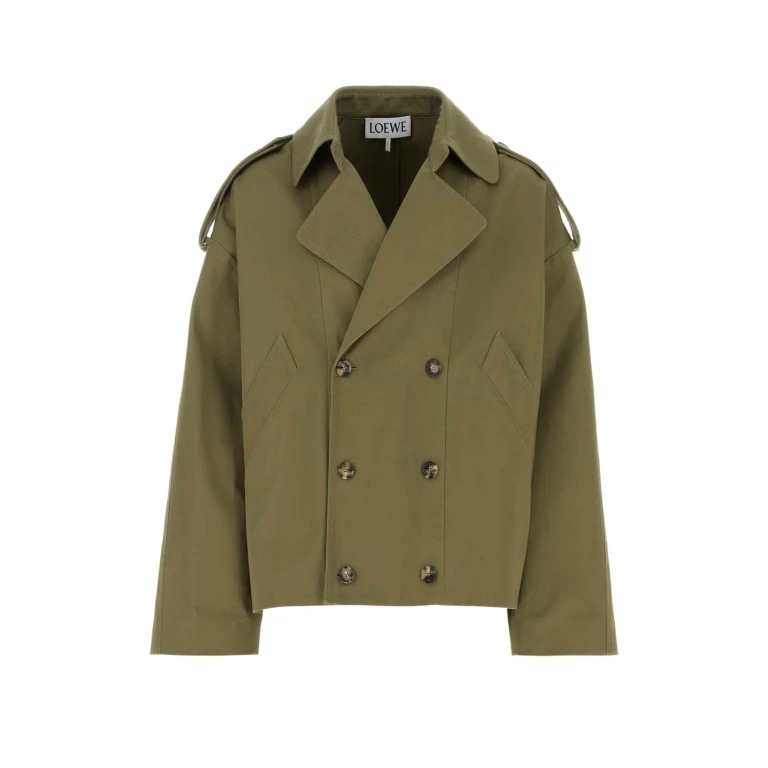 Green Cotton Trench Coat Picklegreen Exterior - Men