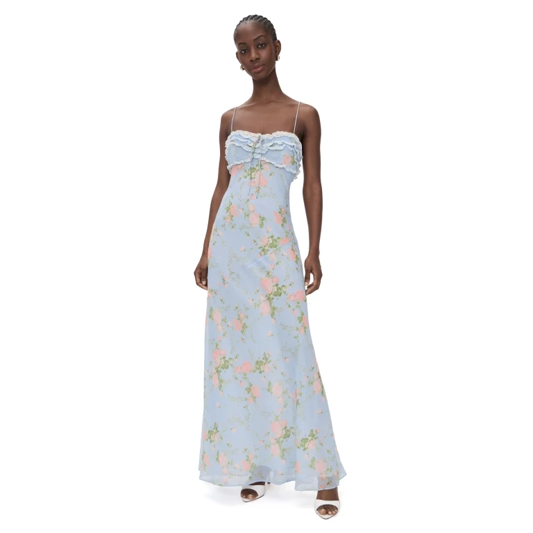 For Love & Lemons Natalie Maxi Dress Blue S