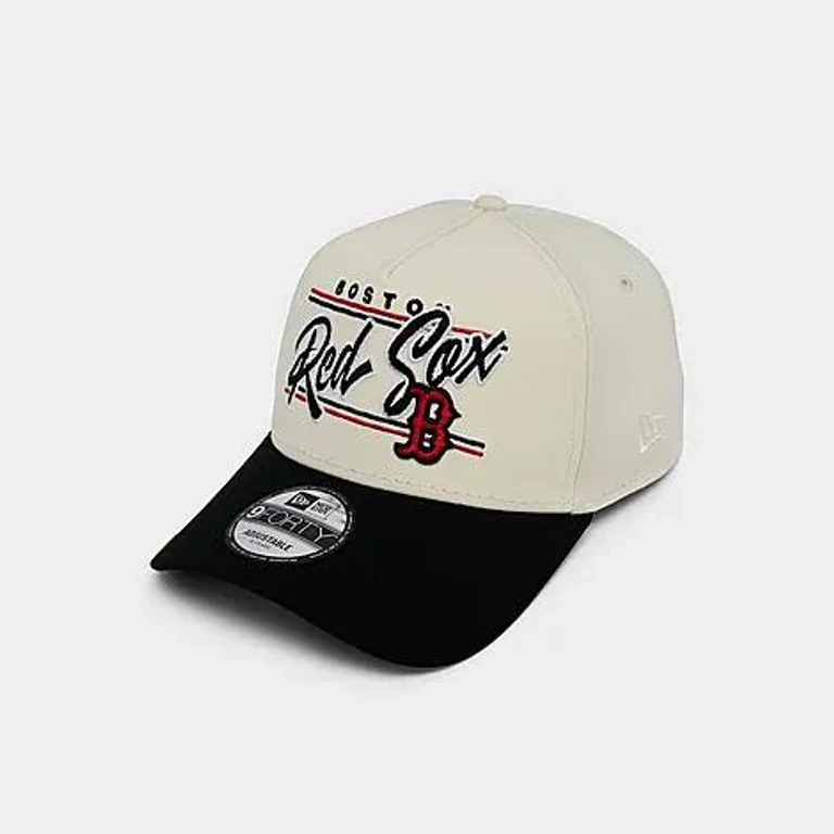 New Era Boston Red Sox MLB Graphic Logo 9FORTY A-Frame Snapback Hat in Chrome/Black