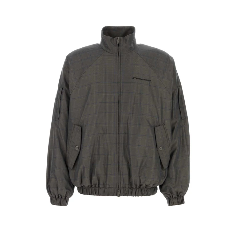 Balenciaga Embroidered Nylon Jacket Grey/blue Giubbini - Men