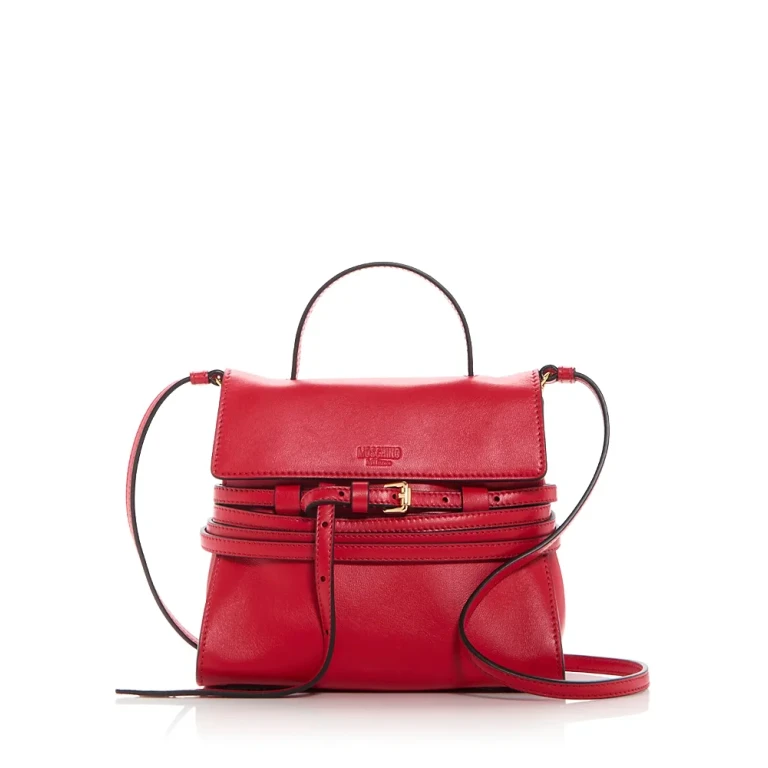 Moschino Tie Me Small Leather Crossbody Bag