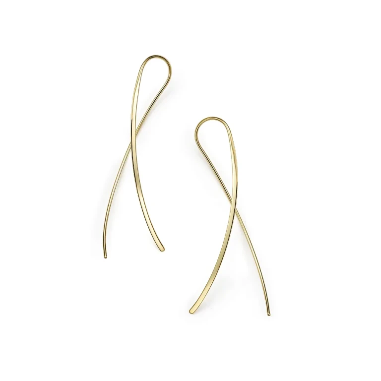14K Yellow Gold Crossover Drop Earrings