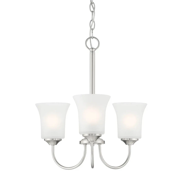 Brushed Nickel Three Light Chandelier from the Bronson Collection