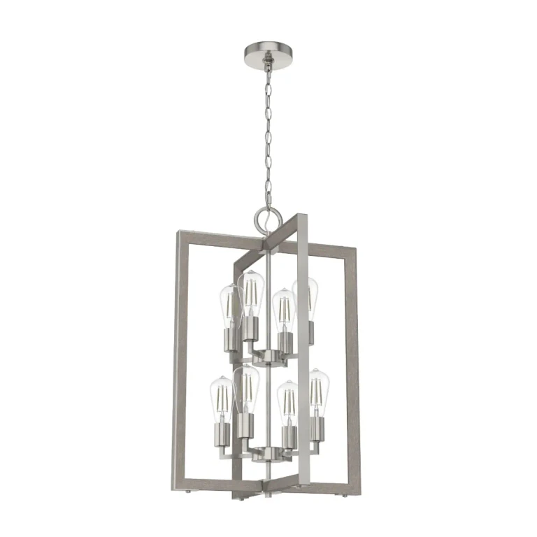 Hunter Woodburn 8-Light Foyer Pendant in Brushed Nickel