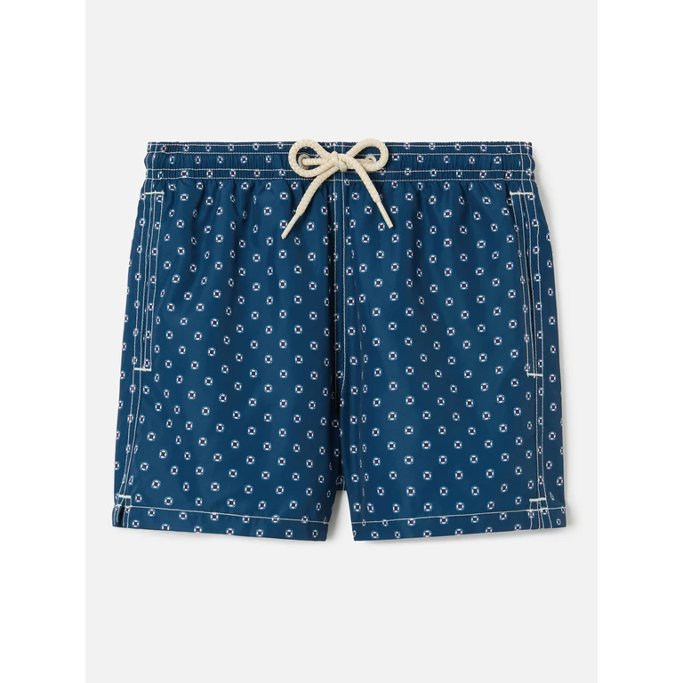 Mc2 Saint Barth Jean Lighting Swim Shorts With Mini Life Saver All-Over Print Blue Swimshort