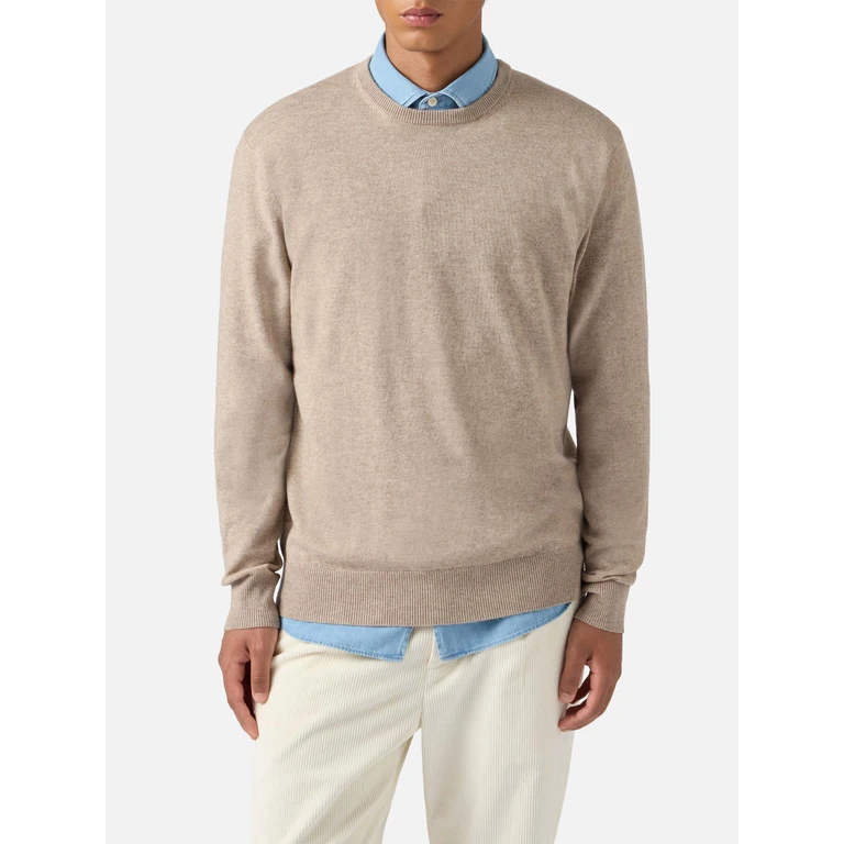 Mc2 Saint Barth Regent Sweater Khaki Merino Wool And Cashmere Brown - Men
