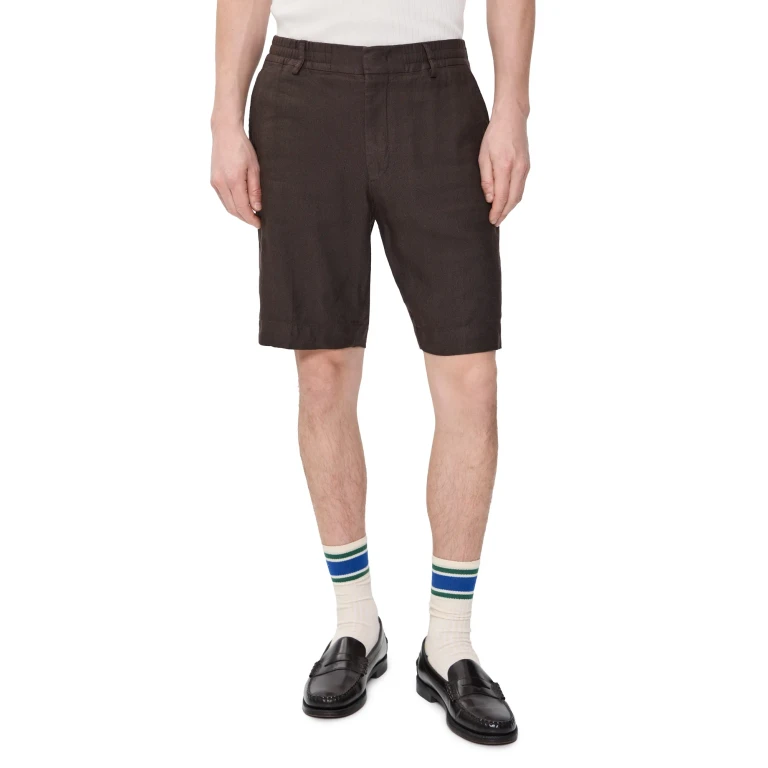 NN07 Billie Linen Shorts Deep Truffle 36