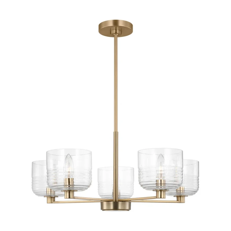 Satin Brass Chandelier from the Lochdale Collection