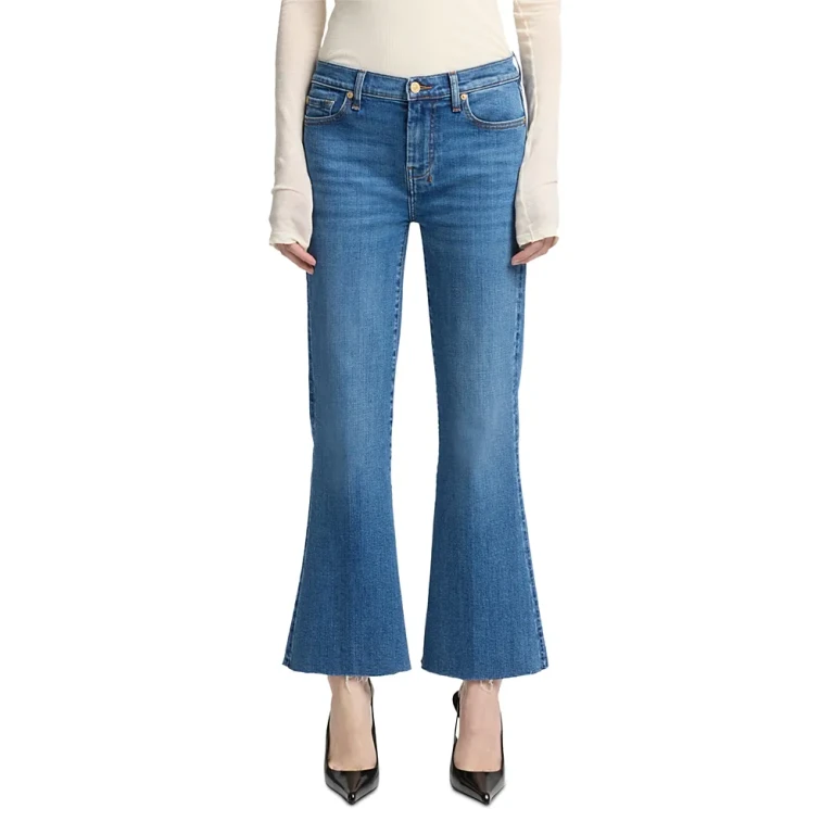 7 For All Mankind Dojo Mid Rise Cropped Flare Jeans in Yuma