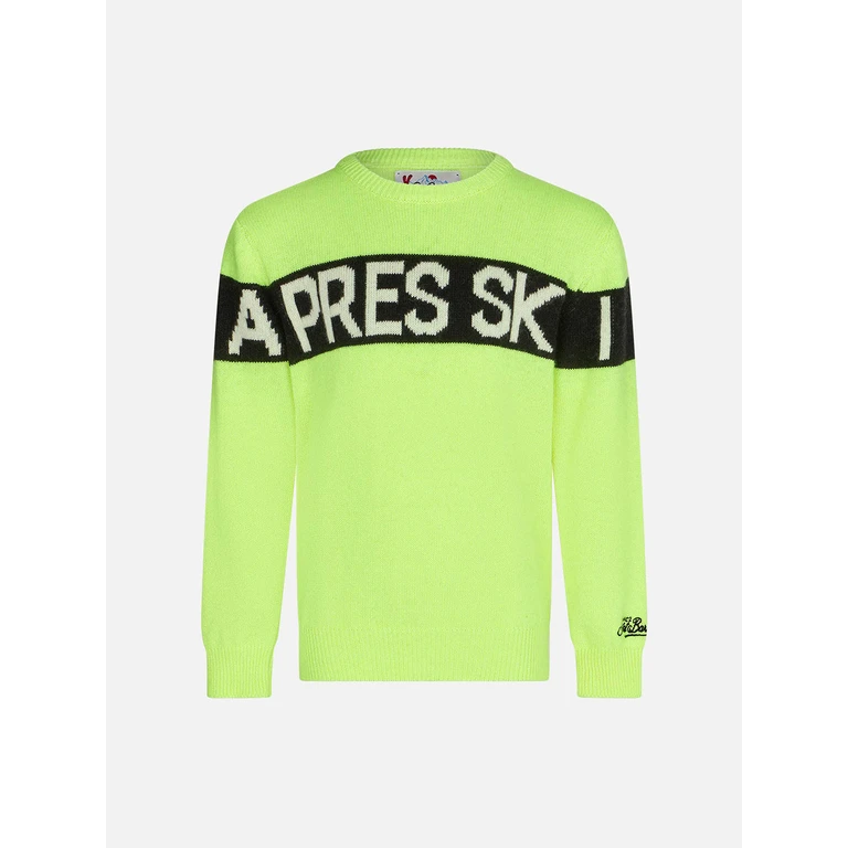 Mc2 Saint Barth Boy Sweater With Apres Ski Lettering Yellow