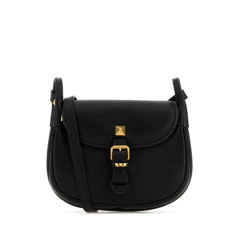 Valentino Garavani Black Leather Flaneuse Crossbody Bag Nero Calf - Bos Taurus Borse A Tracolla - Women