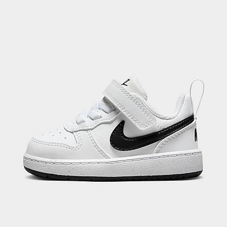 Nike Kids Toddler Court Borough Low Recraft Stretch Lace Casual Shoes in White/Black Size: 2.0