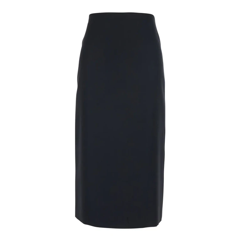 TwinSet Skirt With Zip Closure On The Back And Logo Plate On The Back In Black Fabric For Women