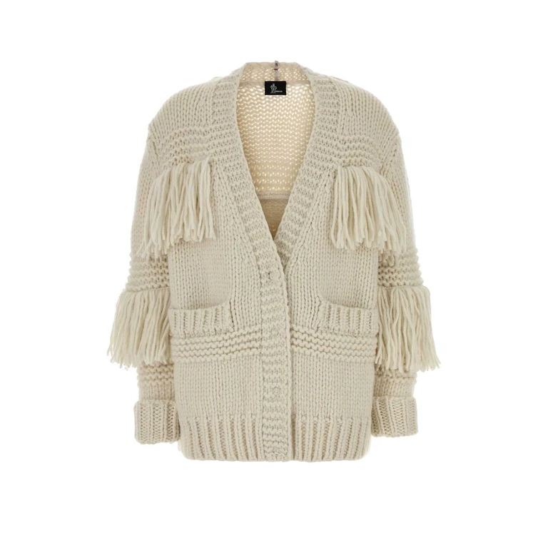 Ivory Crochet Oversize Cardigan 034 Exterior: Virgin Wool Nylon Maglieria - Women