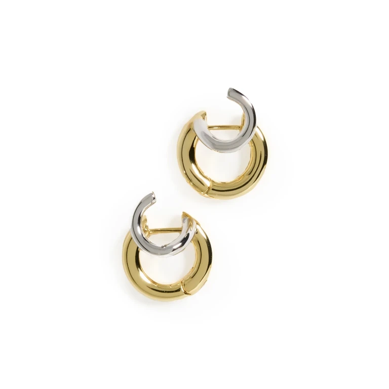 SHASHI Super Katerina Two Tone Hoops Gold/Silver One Size