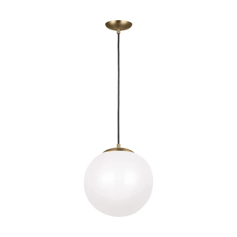 Leo - Hanging Globe LED Pendant Light in Satin Brass