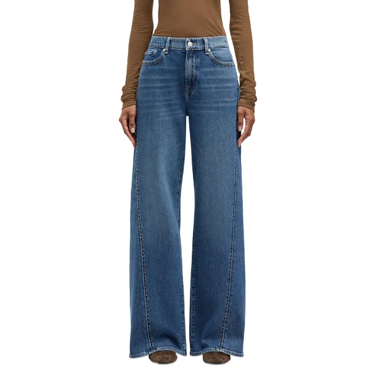 7 For All Mankind Twisted Lotta High Rise Wide Leg Jeans in Street Wise Wit