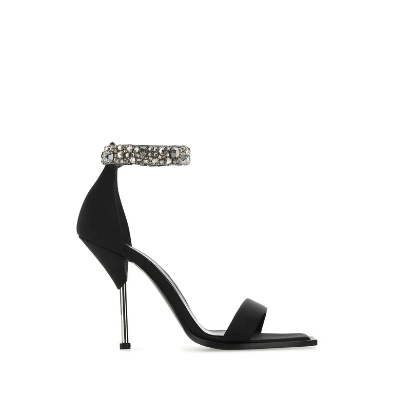 Alexander McQueen Black Satin Sandals 1081 Sandali - Women