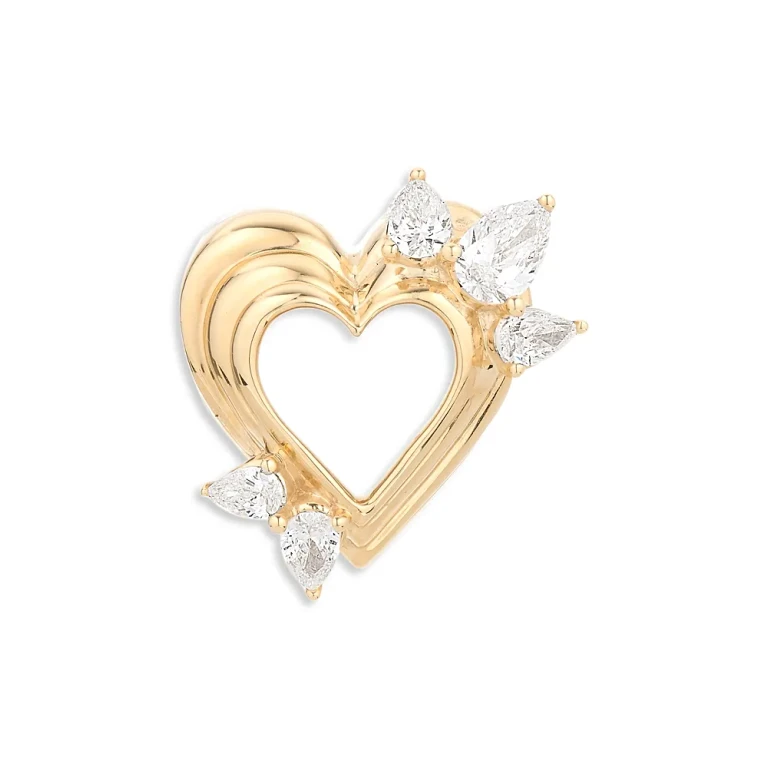 Adina Reyter 14K Yellow Gold Lab Grown Diamond Pear Cut Groovy Heart Big Bead Pendant