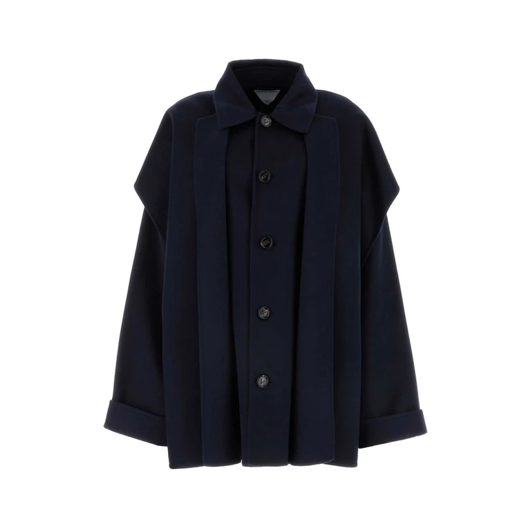 Midnight Blue Wool Blend Coat Navy Exterior: Cashmere Cappotti - Women